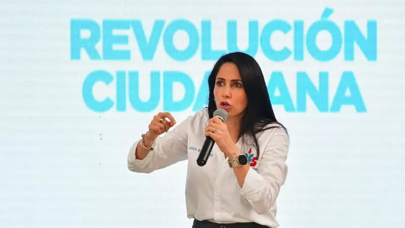 10/06/2023 - Luisa González, candidata escogida por el movimiento Revolución Ciudadana, del expresidente Rafael Correa (2007-2017) a la Presidencia de Ecuador, para los próximos comicios del 20 de agosto del 2023, en la ciudad de Portoviejo (Ecuador).
