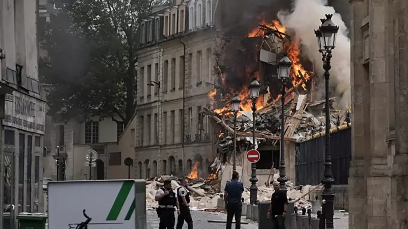 Una explosión de gas provoca un gran incendio en el centro de París, capital de Francia, a 21 de junio de 2023.