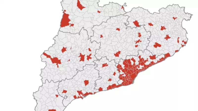 22-6-2023 Mapa amb els 140 municipis que el Govern ha declarat com a zona tensada en el mercat de l'habitatge
