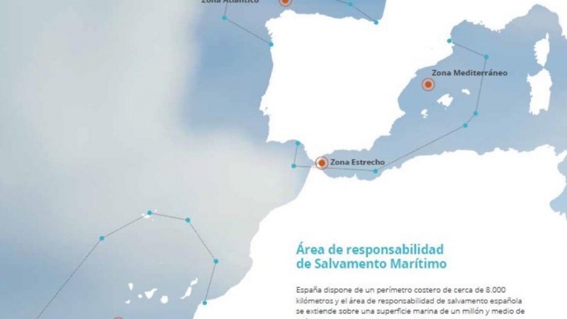 Mapa sobre las zonas SAR españolas