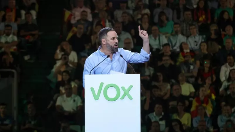 Santiago Abascal en el acto de Vox 'Vistalegre Plus Ultra' en Madrid