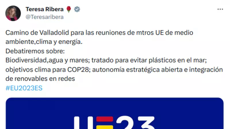 Tuit de Teresa Ribera del 9 de julio