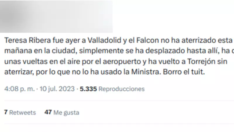 Tuit en el que se rectifica el contenido anterior