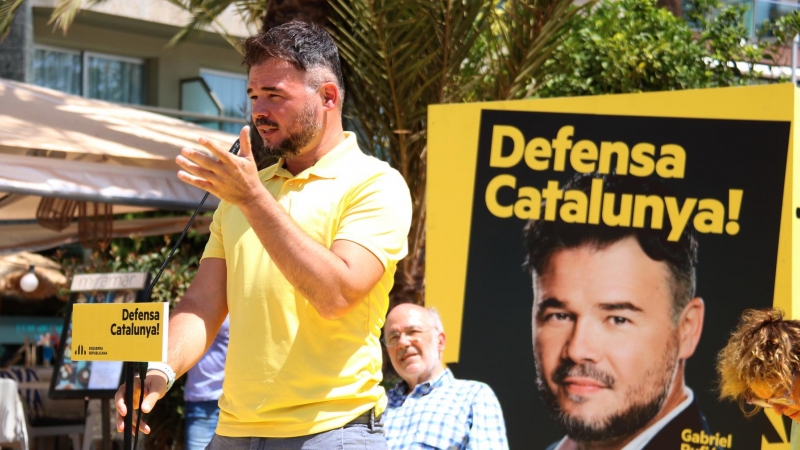 El candidat d'ERC al 23-J, Gabriel Rufián, a Lloret de Mar.