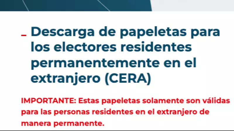 13/07/2023 - Captura de pantalla del portal del Ministerio del Interior con las papeletas descargables para voto  CERA.