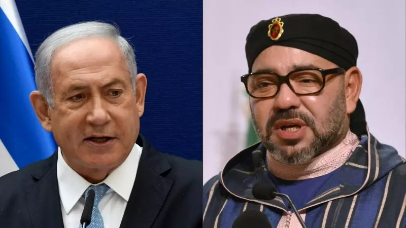 Combo de fotografías del primer ministro de Israel, Benjamin Netanyahu, y del rey de Marruecos, Mohammed VI.