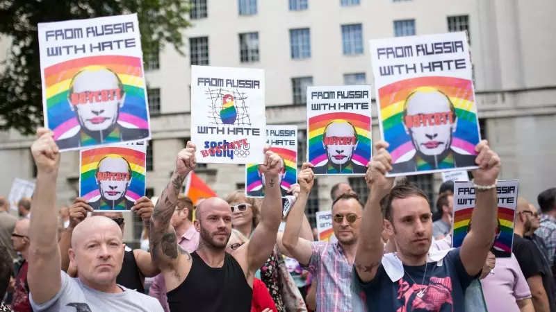 Protesta en Londres por la legislación contra el colectivo LGTB en Rusia, el 26 de noviembre de 2022. JOEL GOODMAN / ZUMA PRESS / CONTACTOPHOTO