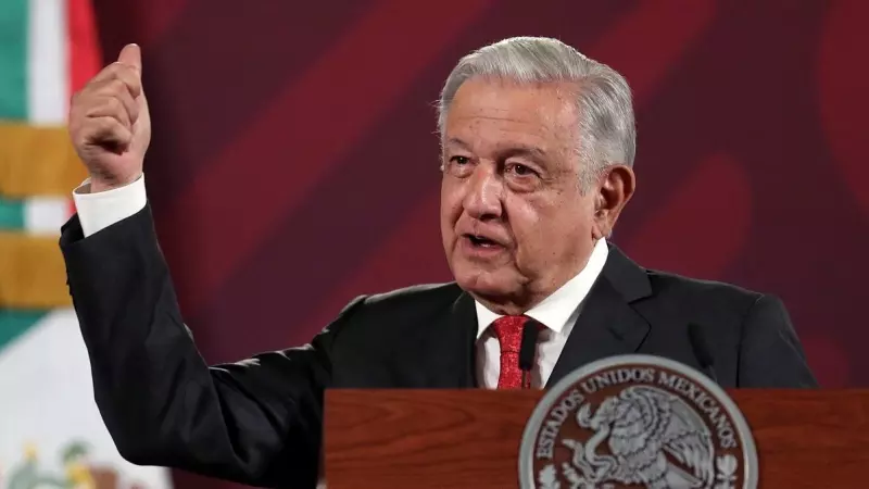 14/08/2023 El presidente de México Andrés Manuel López Obrador, durante su conferencia de prensa matutina en el Palacio Nacional