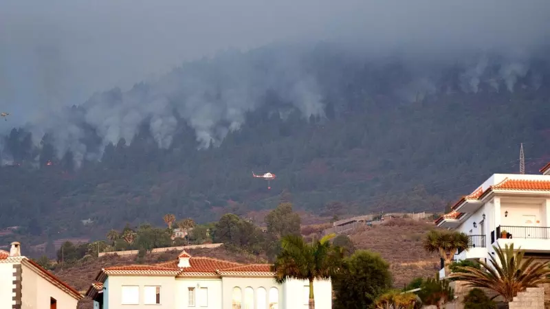 Fotografía del incendio forestal en los montes de Arafo, en Tenerife, a 16 de agosto de 2023.