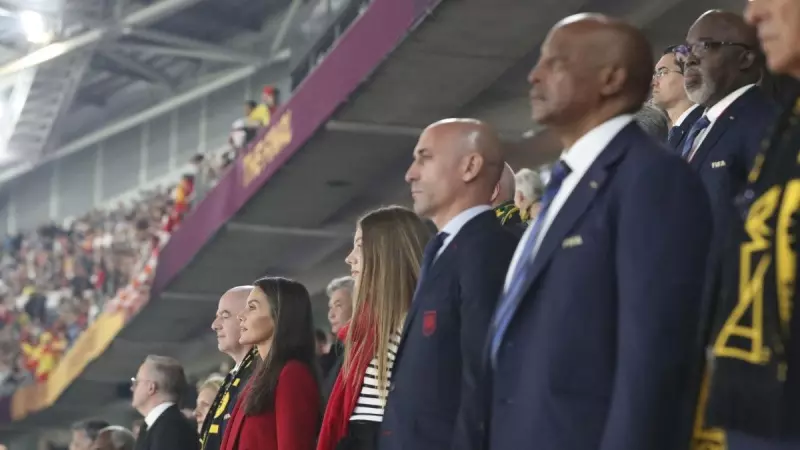 El presidente de la RFEF, Luis Rubiales, asiste a la final del Mundial femenino de fútbol junto al presidente de la FIFA, Gianni Infantino, la reina Letizia y la infanta Sofía, a 20 de agosto de 2023 en Sídney