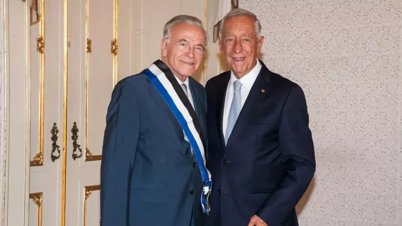 Isidro Fainé, presidente de la Fundación Bancaria ”la Caixa”, y Marcelo Rebelo de Sousa, presidente de la República Portuguesa.