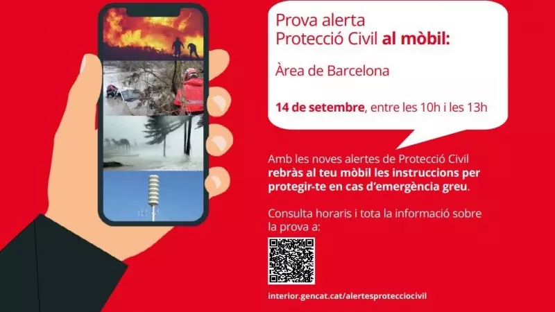 Els telèfons mòbils de l'àrea de Barcelona rebran un missatge d'alerta de prova aquest dijous, 14 de setembre