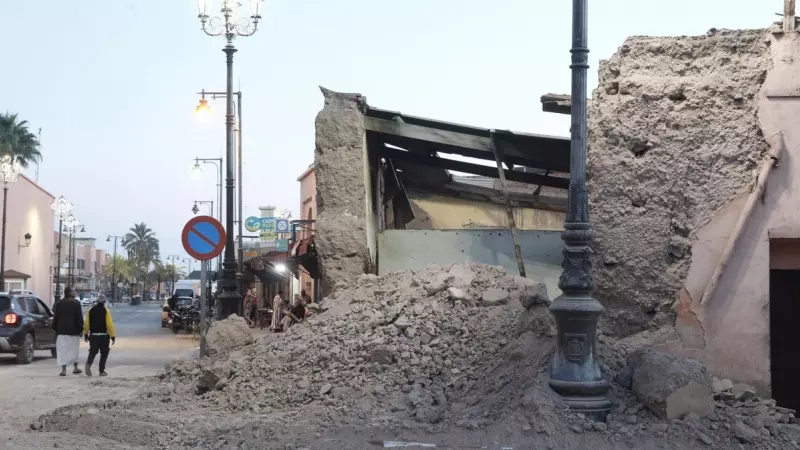 Vista de los daños ocasionados en Marrakech por el terremoto de magnitud 7 que azotó varias ciudades de Marruecos.