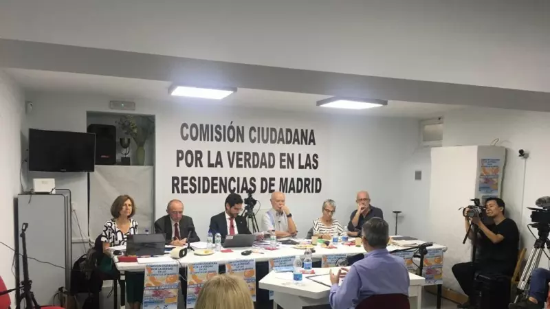 Comisión ciudadana para la investigación de las muertes en las residencias de Madrid durante la primera ola de la covid, a 15 de septiembre de 2023.