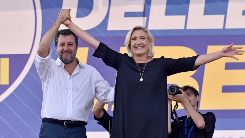 Marine Le Pen y Matteo Salvino