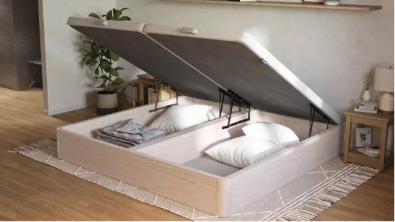 Canapé abatible, gran capacidad y alta durabilidad, natural, 180x200  Storage bed