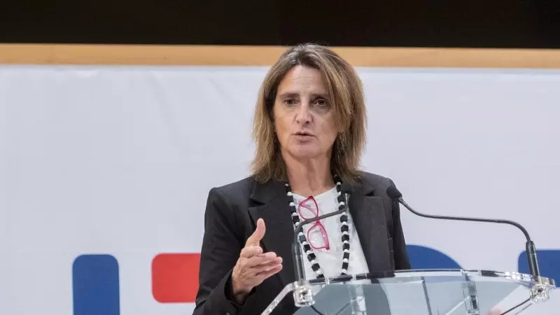 La vicepresidenta tercera y ministra para la Transición Ecológica y el Reto Demográfico en funciones, Teresa Ribera, en la sede del Ministerio, a 9 de octubre de 2023, en Madrid