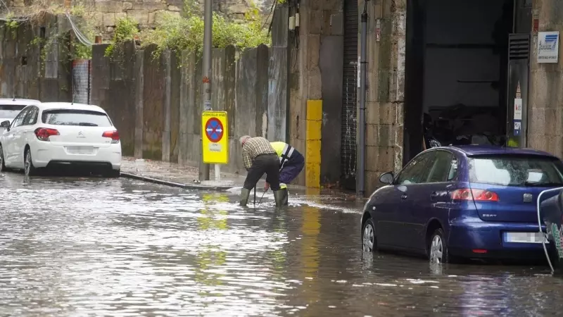 Inundaciones durante el paso de la borrasca ‘Aline’, a 19 de octubre de 2023, en Vigo, Pontevedra