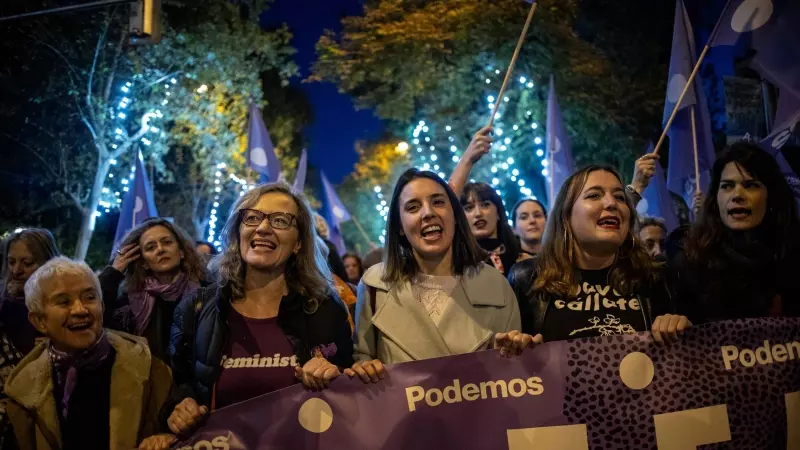 Irene Montero, durante una manifestación contra la violencia contra las mujeres, en Madrid, a 25/11/2023.