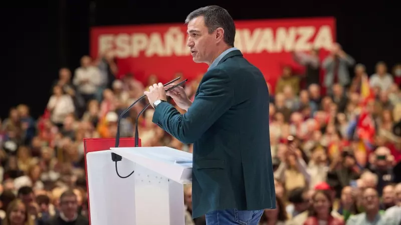 El presidente del Gobierno, Pedro Sánchez, en un acto del PSOE en Madrid, a 26/11/2023