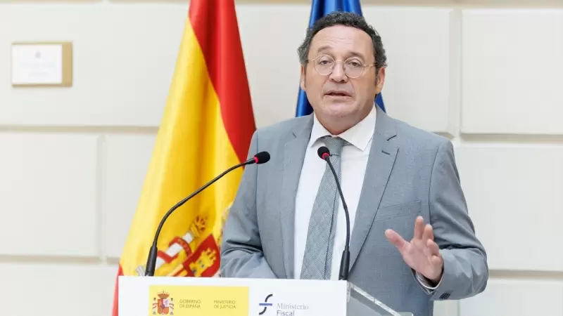 El fiscal general del Estado, Álvaro García Ortiz, durante la presentación de los avances en la transformación digital de la Fiscalía, en la Fiscalía General del Estado, a 20 de septiembre de 2023, en Madrid