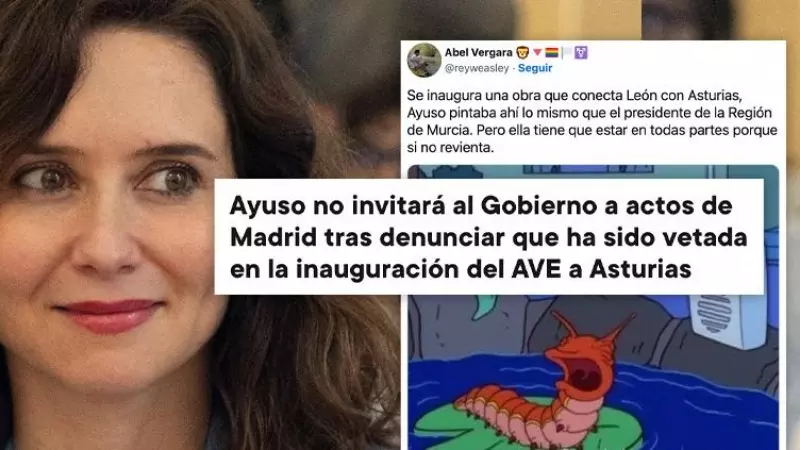 Ayuso veta a Sánchez por no invitarla a la inauguración del AVE de León a Asturias: 'Hace política como una niña maleducada'