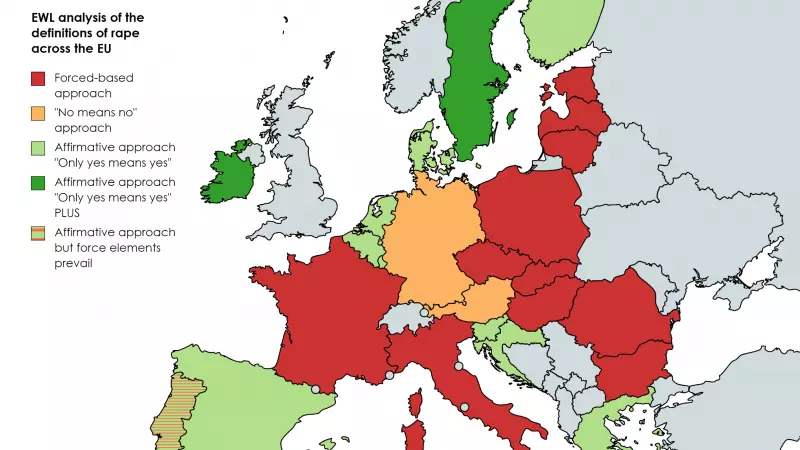 Mapa sobre los modelos de legislación sobre la violencia sexual de cada país de la UE.