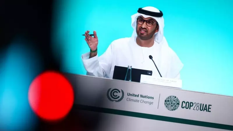 El presidente de la COP28, el sultán Ahmed Al Jaber, durante una conferencia de prensa en la cumbre de Dubái, a 30 de noviembre de 2023.