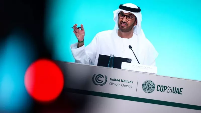 El presidente de la COP28, el sultán Ahmed Al Jaber, durante una conferencia de prensa en la cumbre de Dubái, a 30 de noviembre de 2023.