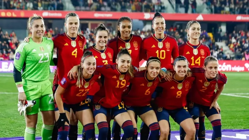 La selección española de fútbol, durante el partido contra Italia, en Pontevedra, a 1 de diciembre de 2023.