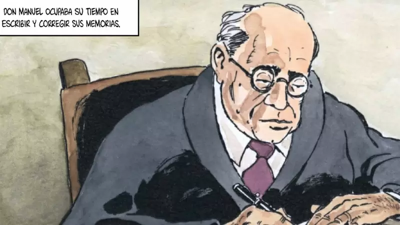 Manuel Azaña, en el cómic 'Plomo y gualda', de Juanarete y Manuel Granell.