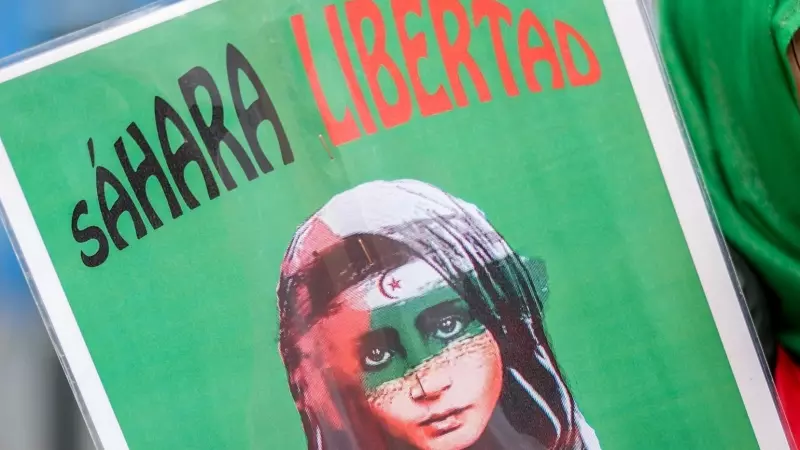 Pancarta que reza 'Sáhara libertad' en una manifestación para exigir el derecho de autodeterminación del pueblo saharaui, en una imagen de archivo.