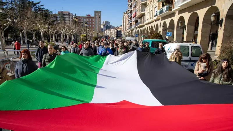 Imagen de archivo de una bandera de palestina en una manifestación de Logroño contra la ocupación de Israel.