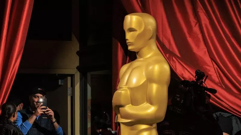 Escultura de un premio Oscar de la Academia de Hollywood, en Los Ángeles, a 11 de marzo de 2023.