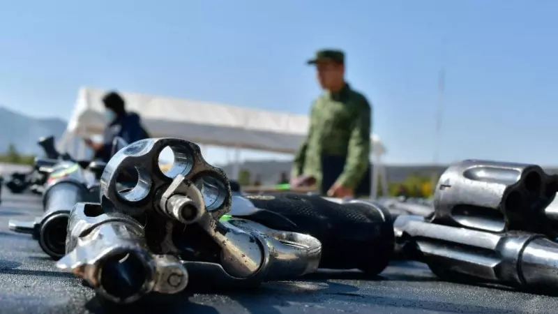 Imagen de archivo de una incautación de armas al crimen organizado realizada por el Ejército de México.