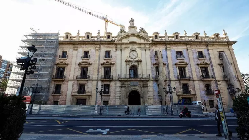 Palacio de Justicia de València durante las obras para su rehabilitación, a 3 de enero de 2024.