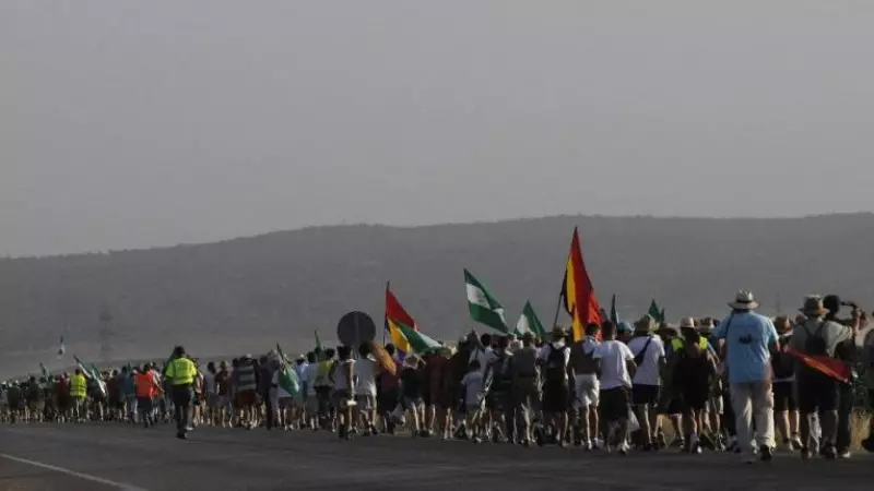 Marcha de jornaleros dirigida por Juan Manuel Sánchez Gordillo. Imagen de archivo.