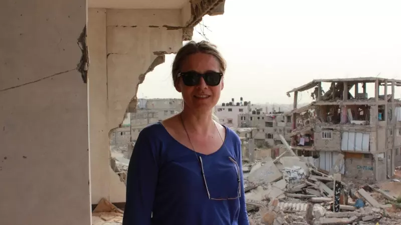 Raquel Martí, directora ejecutiva de la UNRWA España, durante una visita a la Franja de Gaza.