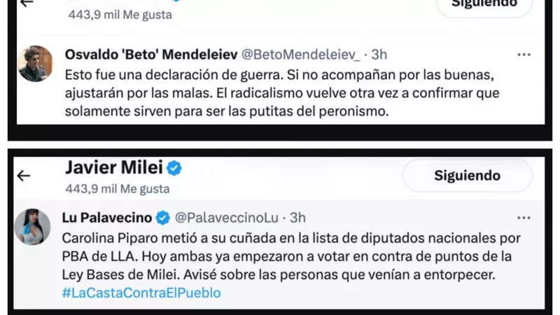 Tuits a lo que Milei ha dado 'me gusta'.