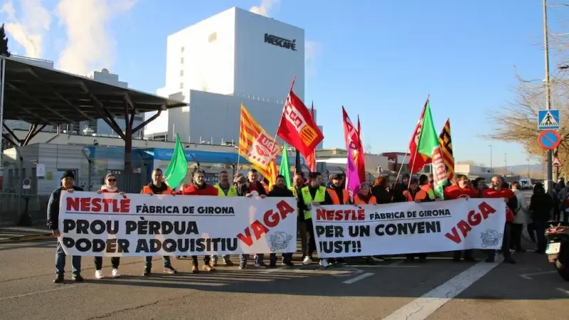 01/2024 - Protesta dels treballadors de la planta de Nestlé de Girona.