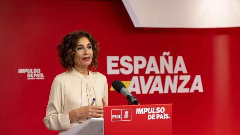 La vicesecretaria general del PSOE y ministra de Hacienda, María Jesús Montero, en Ferraz.