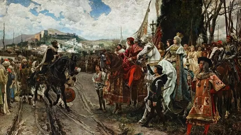 El cuadro 'La rendición de Granada' del pintor español Francisco Pradilla y Ortiz en 1882