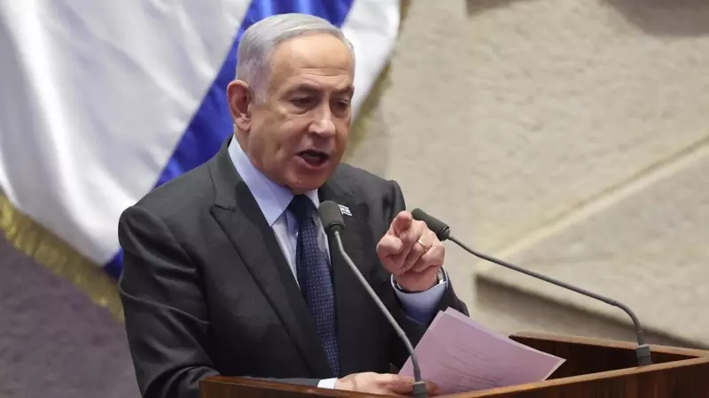 El primer ministro israelí, Benjamin Netanyahu, durante la sesión de votación para la destitución del diputado, Ofer Cassif, en Jerusalén, el 19 de febrero de 2024.