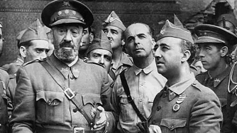 El general José Moscardó y Francisco Franco.