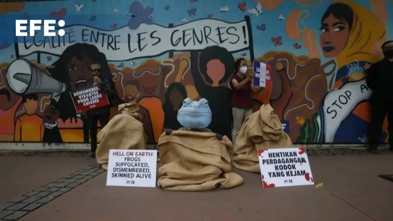Animalistas en Indonesia protestan contra la exportación de ranas a Francia