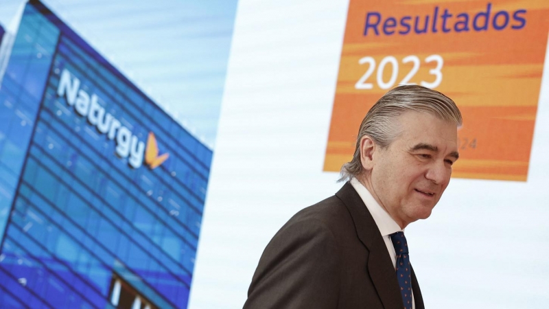 El presidente de Naturgy, Francisco Reynés, durante LA presentación de los resultados anuales del ejercicio 2023, en la sede de laenergética en Madrid. EFE/Sergio Pérez