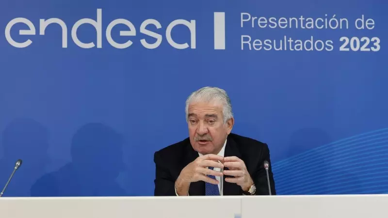 El consejero delegado de Endesa, José Bogas, durante la rueda de prensa para comentar los resultados anuales de la compañía en el ejercicio 202e. E.P./Marta Fernández