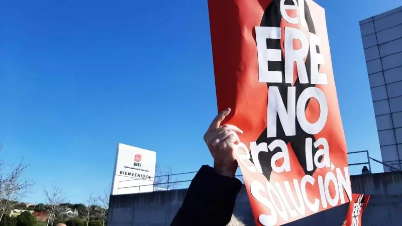 29/2/24 - Imagen de los paros convocados por los trabajadores de la editorial SM en Boadilla del Monte (Madrid), en los que reclaman que 'el ERE no era la solución'.