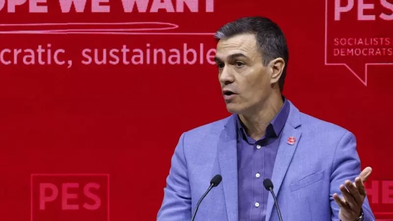 Pedro Sánchez, pronuncia un discurso durante el Congreso Electoral del Partido Socialista Europeo (PSE), en Roma, Italia. 2 de marzo de 2024.