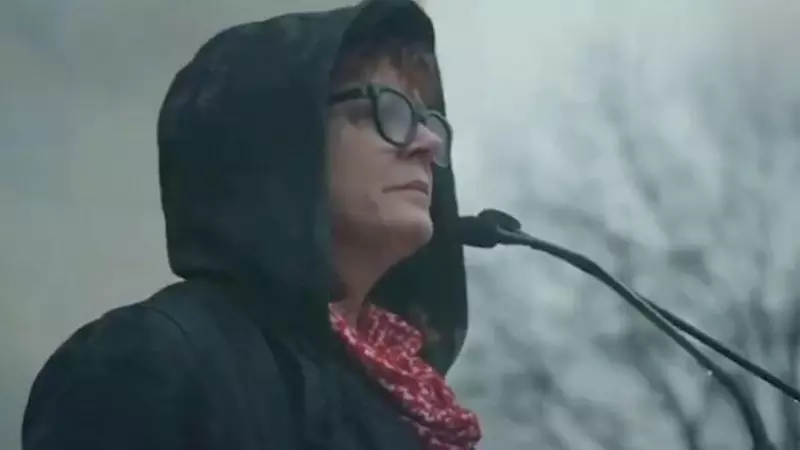 Susan Sarandon y su épico discurso bajo la lluvia en defensa del pueblo palestino